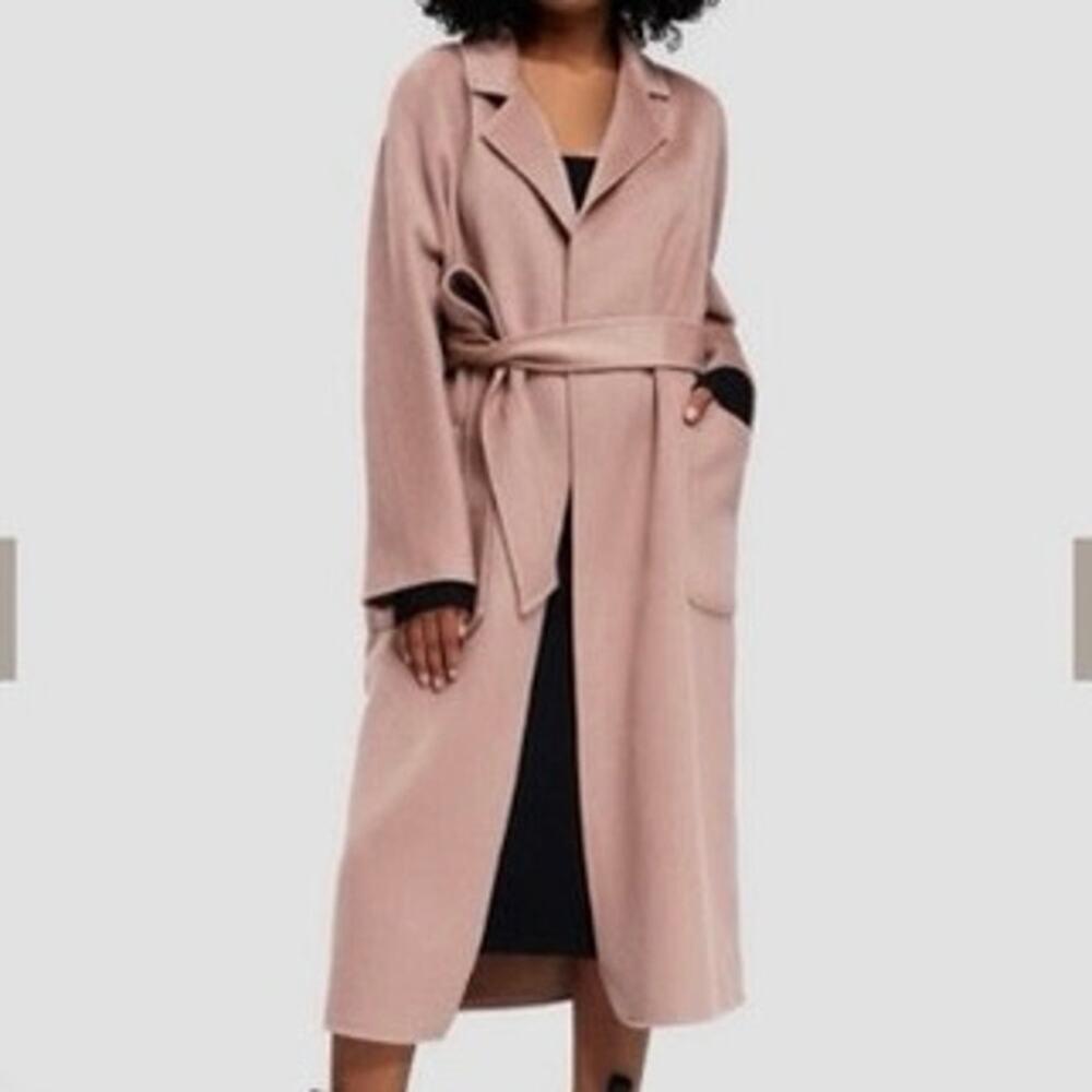 Gentle Herd Wool Belted Coat In Ash Rose Large